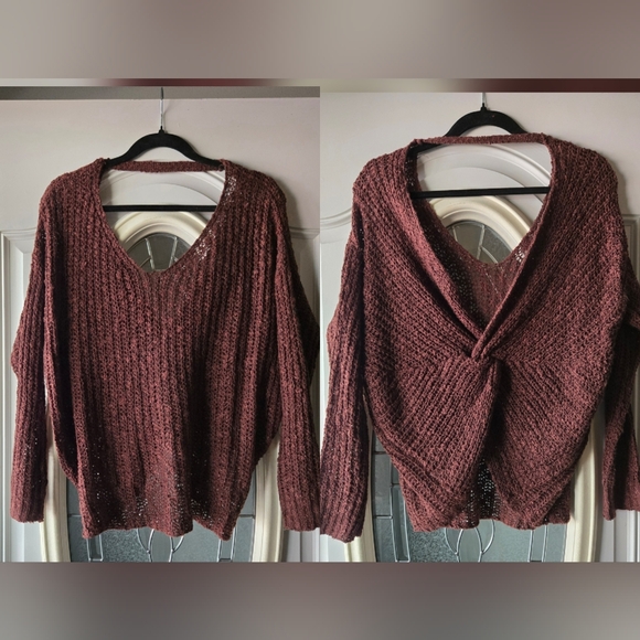 Altar'd State Sweaters - Altar’d State Twist Back Knit Sweater 🍷 Boho Cozy Fall Vibes XS/S
